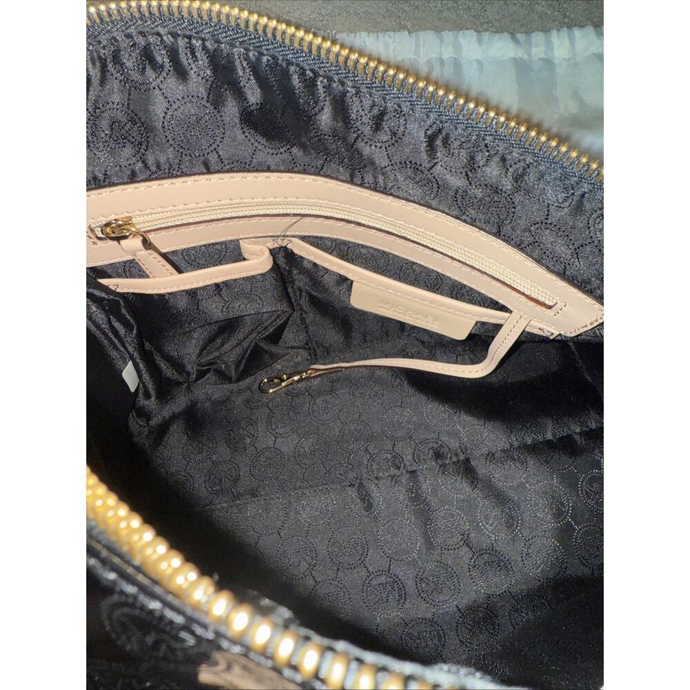 Michael Kors Grayson Black Patent Leather Satchel MK Logo Monogram Handbag Purse - Picture 6 of 10